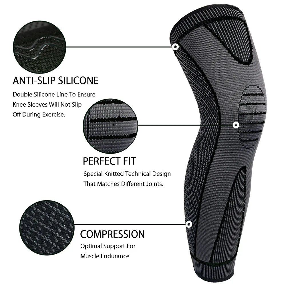2PC Kompression Knie H&uuml;lse Hosentr&auml;ger Laufen Volleyball Tennis Sport Lange Bein &Auml;rmel Abdeckung Bein Warm Halten Relief Schmerz