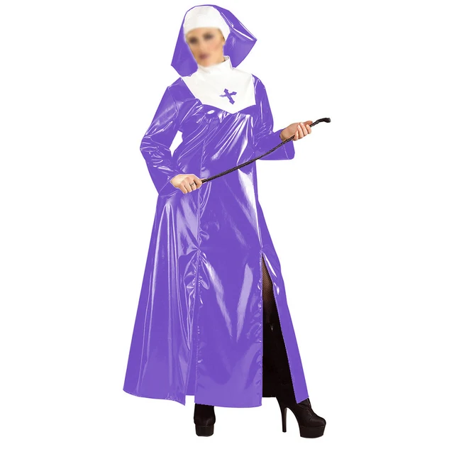 Glossy PVC Nun Dress with Nun Headgear 6