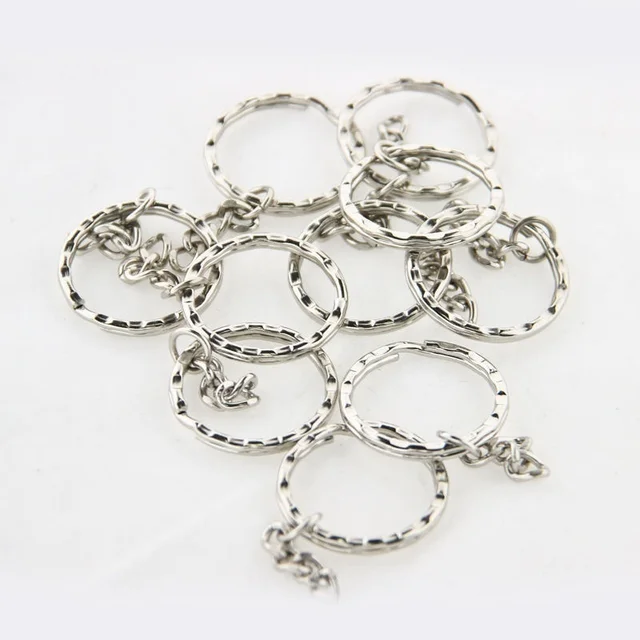 10Pcs/set New Key Ring Nickel Plated Embossed Keychain DIY Pendant Accessories for Women 3