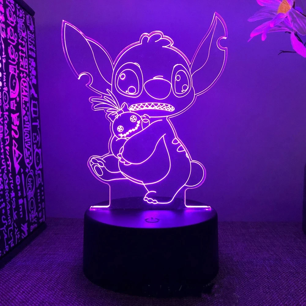 Anime Stitch Alarm Clock Colorful Glowing LED Stitch Cartoon Simple Fashion  Cute Clock Children Bedroom Decoration Gifts