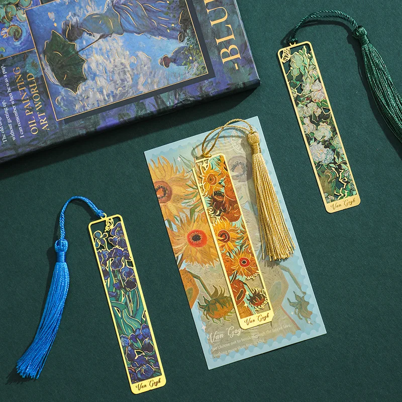 Chengpin Flower Shadow Series Bookmark Creative Retro Famous Painting Metal Handheld Hanger Reading Book Clip