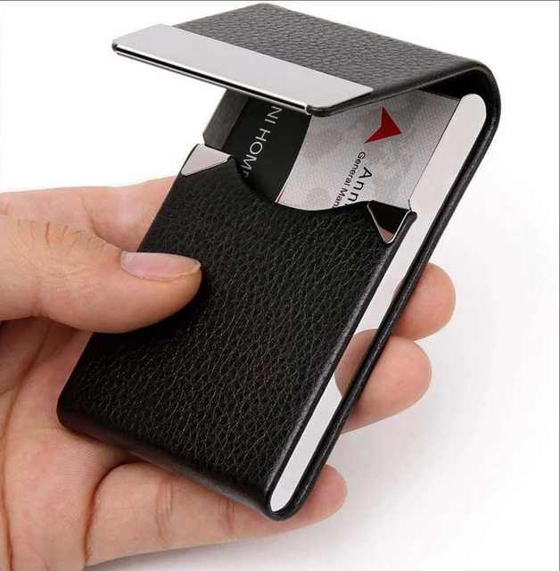 Custodia per biglietti da visita creativa porta carte di credito in acciaio  inossidabile Pu custodia in metallo per porta biglietti da visita da uomo  portafoglio in metallo - AliExpress