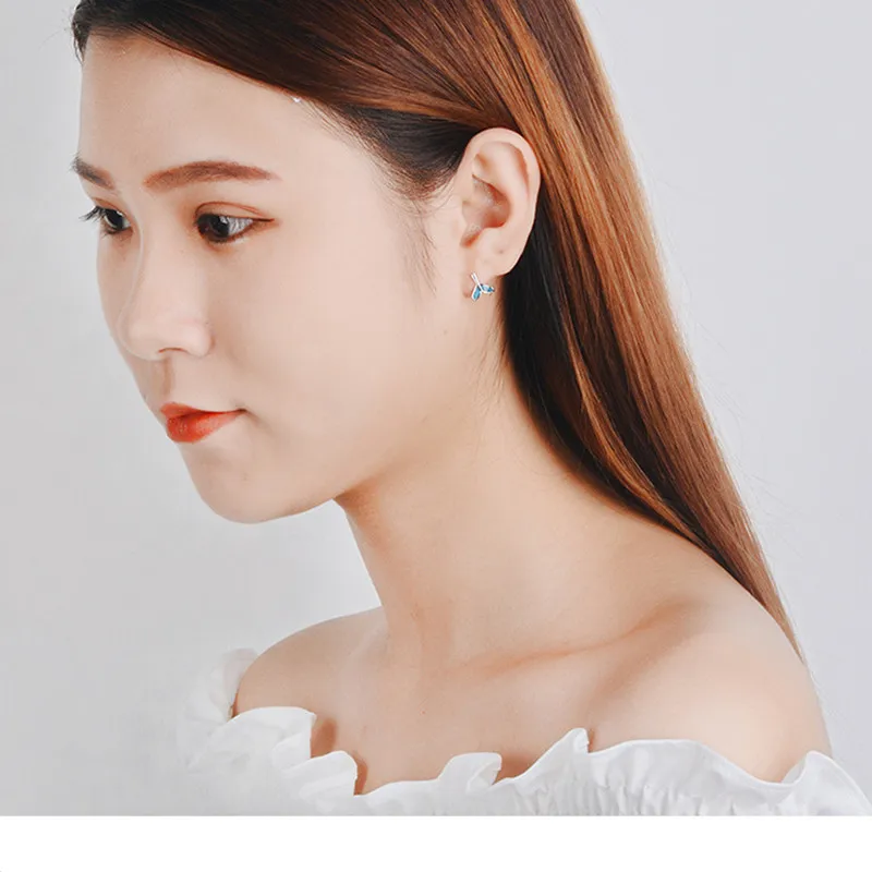 Buyee 작은 스터드 귀걸이 블루 피쉬 테일 여성을위한 귀여운 귀걸이 패션 파티 파인 쥬얼리 귀걸이 선물