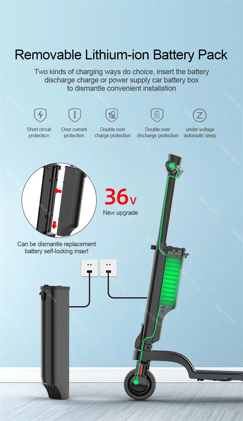 Folding Electric Skateboard 2 Wheels Electric Scooter Rechargeable Battery Kick Scooter
