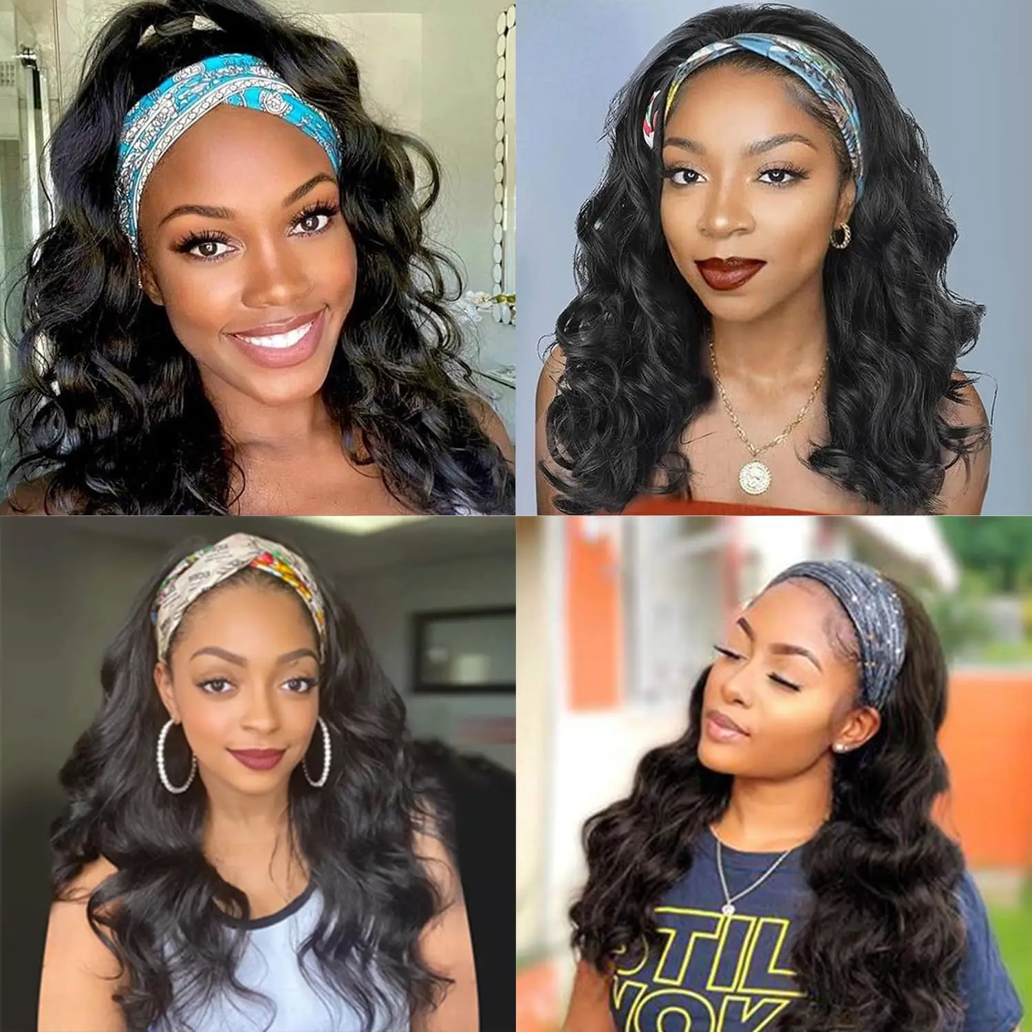 18 Inch Headband Wig Human Hair Body Wave Headband Wigs for Black Women Wear and Go Wig No Lace Deep Curly Headband Wigs