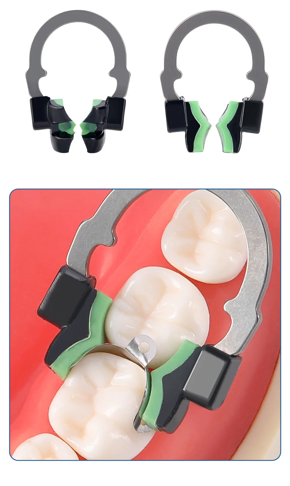AZDENT Dental Sectional Matrix System Set New Contoured Matrices Clip Ring Bands Wedge Knife Dentis Wedges Plastic Kit_voghion.com