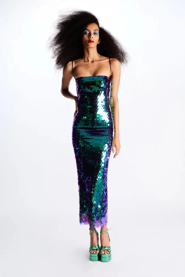 green emerald velvet dress retrofte Women's Sadlyn Sequin Dress - Green