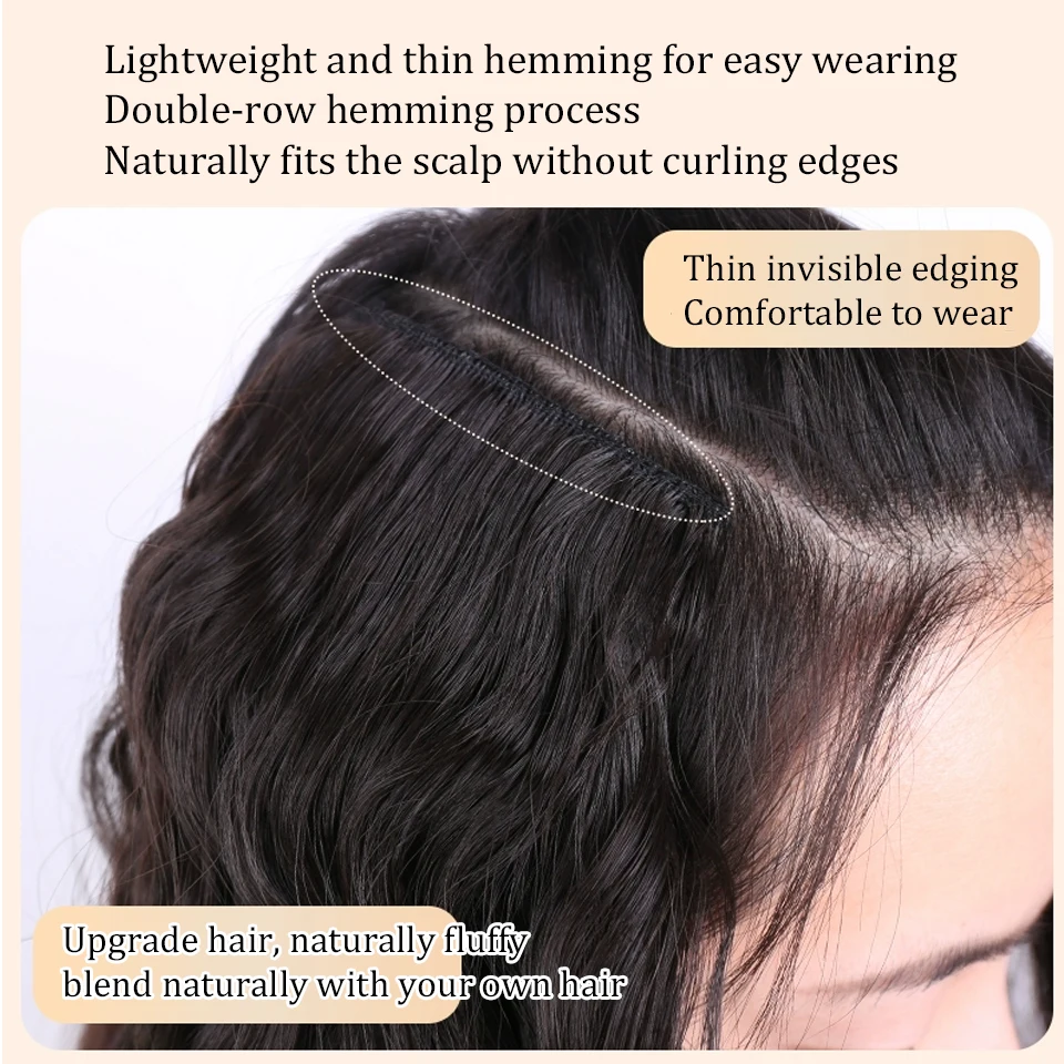 Synthetic Hair Pads Clip In Hair Piece Top Two Side Invisible Thickened Hair Root Pad Fluffy Wavy High Natural Hair Extensions