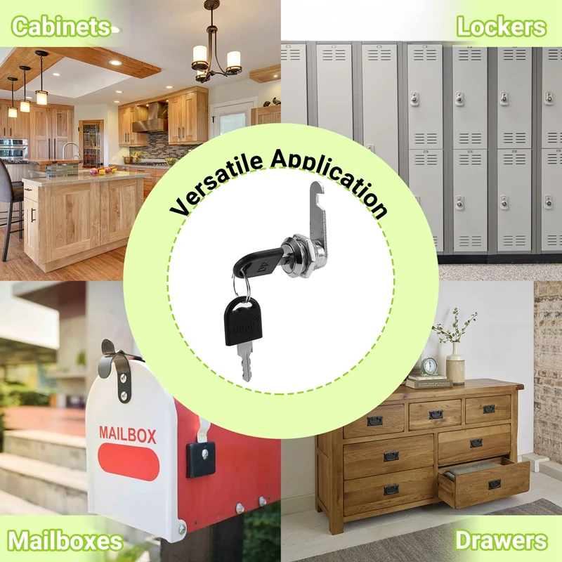 N15R-10 Set Security Lock Metal Cylinder Cabinet Locker Cam Lock With Keys Security Mailbox Drawer 16Mm