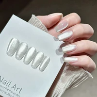 1pc 10ml Holographic Glitter Mirror Porcelain White Cat Eye Gel Polish Magnetic Galactic Effect Gel Nail Polish Soak Off UV LED 2