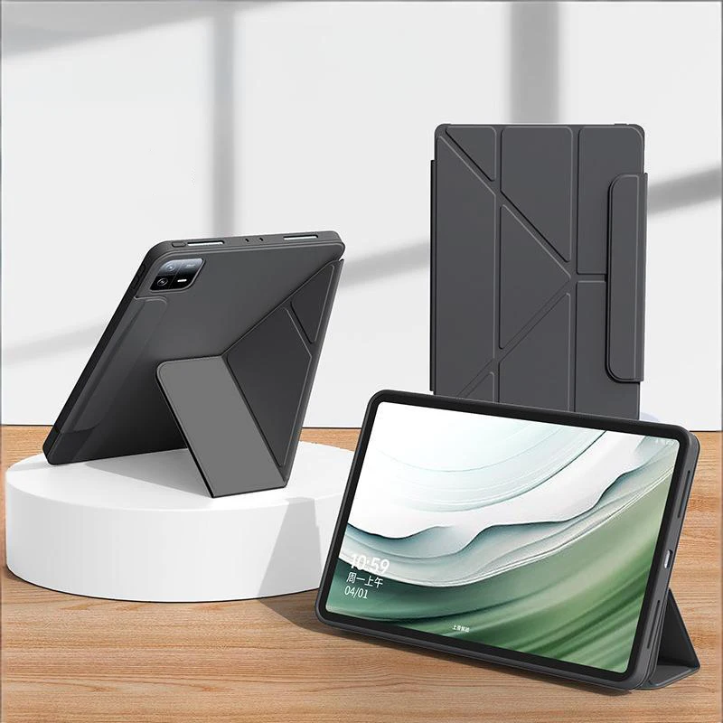 Versatile Foldable Leather Stand Case with Soft Silicone Cover, Fits Multiple Tablets