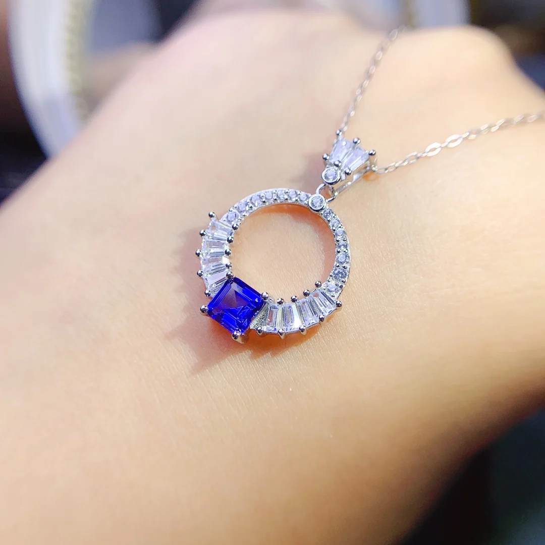 

Natural Sapphire Necklace Pendant 925 Sterling Silver Ladies Gemstone 925 Silver Free Shipping Jewelry Certified Boutique