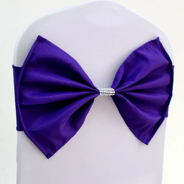 20pcs High Quality Elastic Stretch Spandex Chair Sash Band With Polyester Bow Hotel Party Wedding Chair Bow Knot Tie