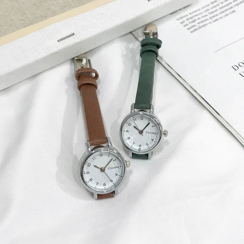 Fashion Hot Sales White Small Watches Brand Ladies Quartz Wristwatch Simple Retr Femme with Leather Band Clock 3