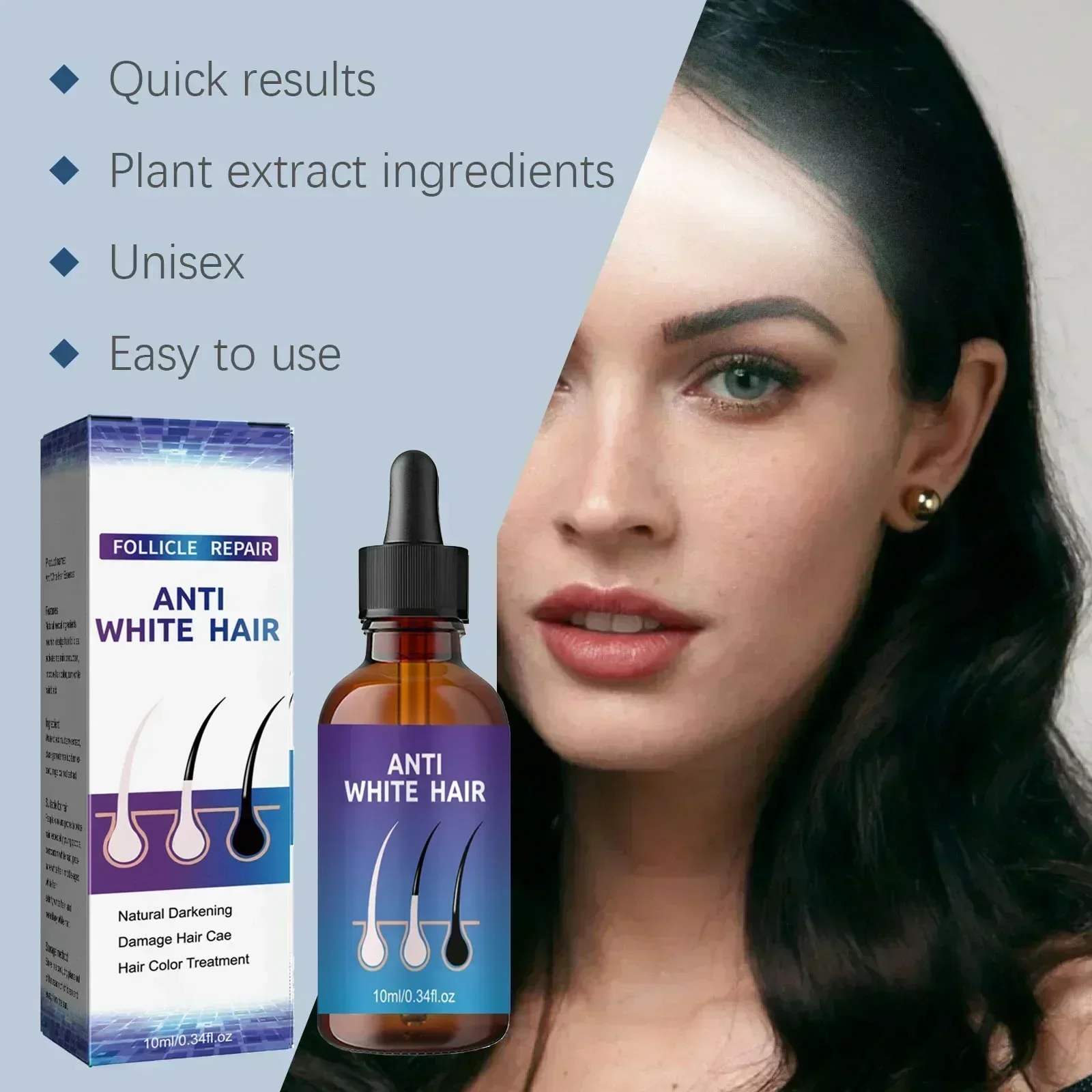 Essenza per capelli anti-grigio Giro bianco Nero Migliora la struttura Rafforza le radici Capelli più spessi e più sani Riduce la salute dei capelli grigi - immagine 5