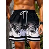 Coconut Tree Pattern Beach Shorts For Men Fishbone 3D Printed Swim Trunks Summer Street Surf Board Shorts Vacation Short Pants 1
