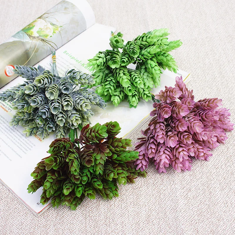 Description Picture 2 of item30 Heads Artificial Small Pineapple Plastic Tree Leaves Flores Fake Flowers DIY Wedding Home Decoration Plant Green Leaf