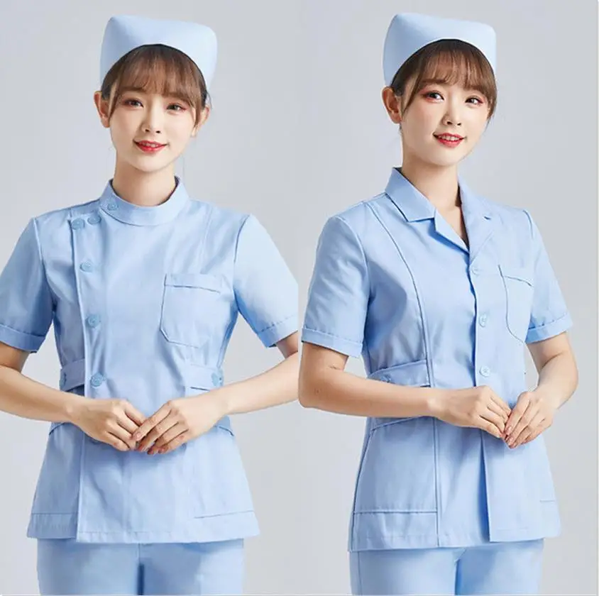 Nurse Scrubs Top Nurse Uniform Suits Nurse Uniform Dress Work Uniform Sets White Short Sleeve Nurse Scrub Work Uniform