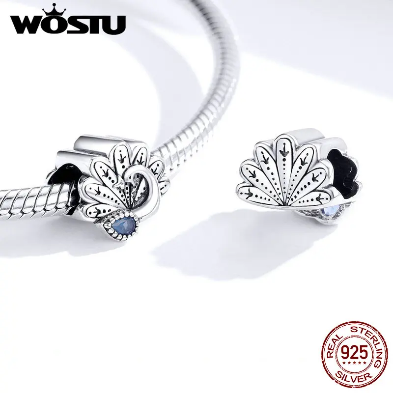 WOSTU 동물의 매력 코알라 폭스 베어 비즈 암소 팬더 토끼 펜던트 맞는 원래 팔찌 여성을위한 DIY 쥬얼리