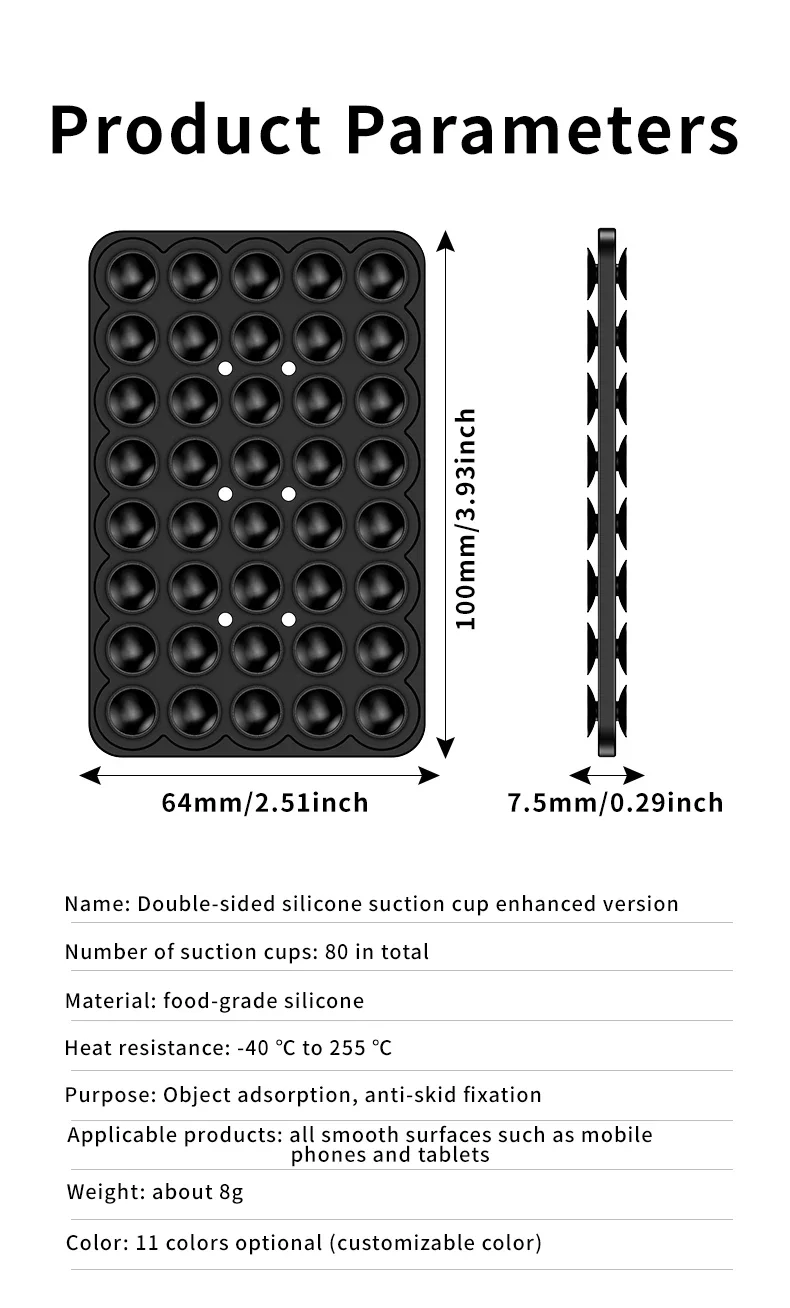 Doppelseitiges Silikon-Saugnapf für die Halterung von Mobiltelefonen, Saugnapf-Rückseite, selbstklebendes Silikon-Gummi-Saugnapf-Pad zur Befestigung – Detail 7