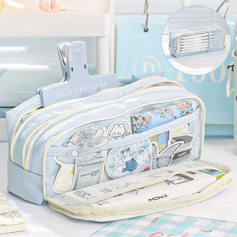 Pencil Cases 5-Layer Transparent Pencil Pouch with Large Capacity and Lightweight Design School Supplies for Girls