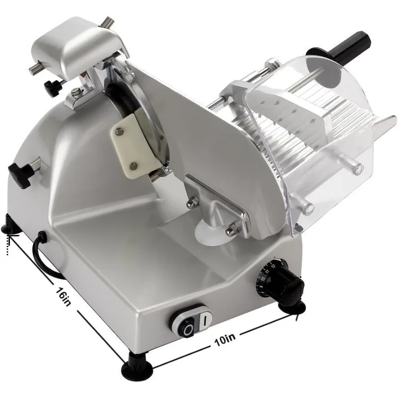 10" Premium Chromium-plated Steel Blade Electric Deli Meat Cheese Food Slicer Commercial and for Home use 240W BESWOOD250