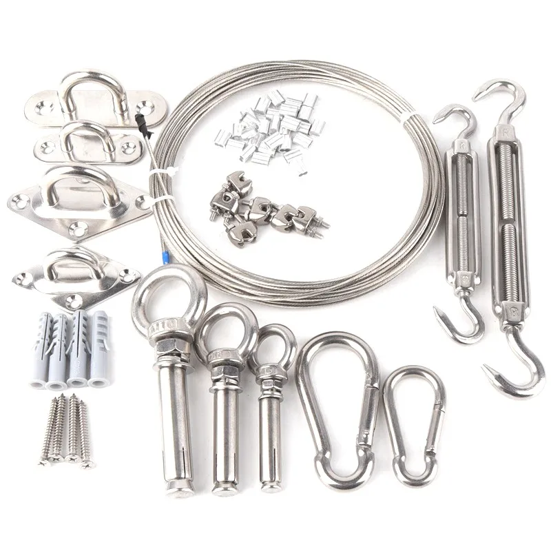 Description Picture 2 of itemSS304 Canopy Sun Shade Net Installation Connectors Sunshade Sails Accessories Stainless Steel Clamp Pulley Wire Rope Tensioner