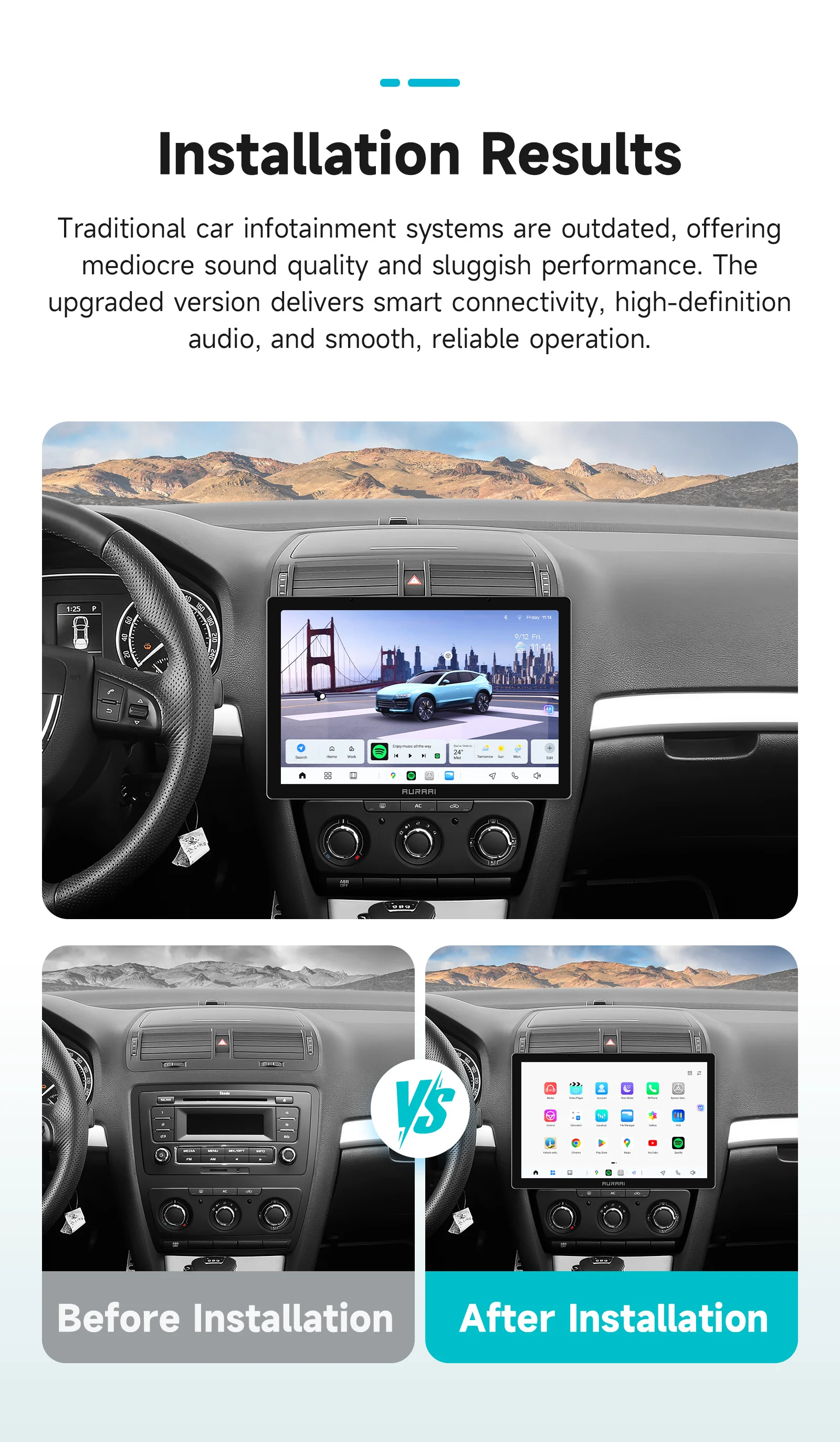 AURAAI X100 Android 13 Intelligente Auto Radio Für Skoda Octavia 2 2008-2013 Carplay Dual Mic DSD ADAS 360 kamera 2K Bildschirm UIS7870 – Detail 3