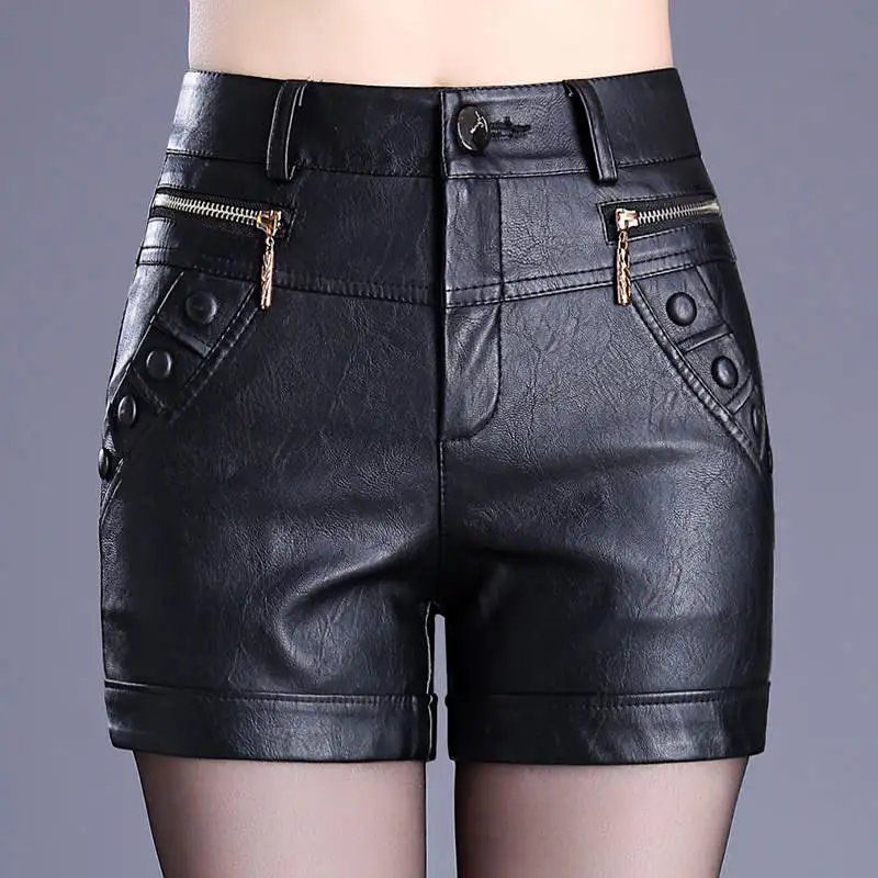 Women PU Leather Shorts Autumn Winter