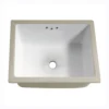 1pc 14 Inch Small Rectangle White Undermount Bathroom Sink, 13.78 x 12-inches Vanity Under Counter Lavatory Porcelain Ceramic Ba 3