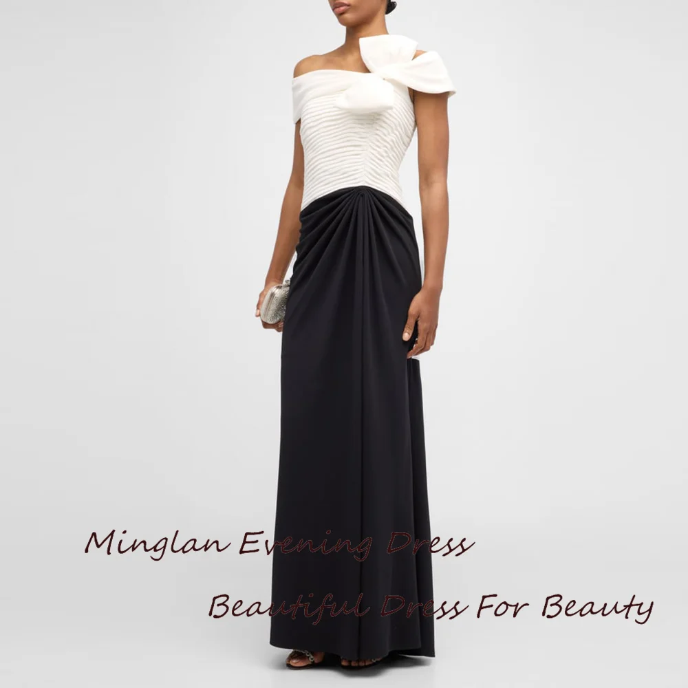 

MINGLAN Evening Dress Elegant Bow Straight Off The Shoulder Cocktail Party Prom Gown For Sexy Women 2024