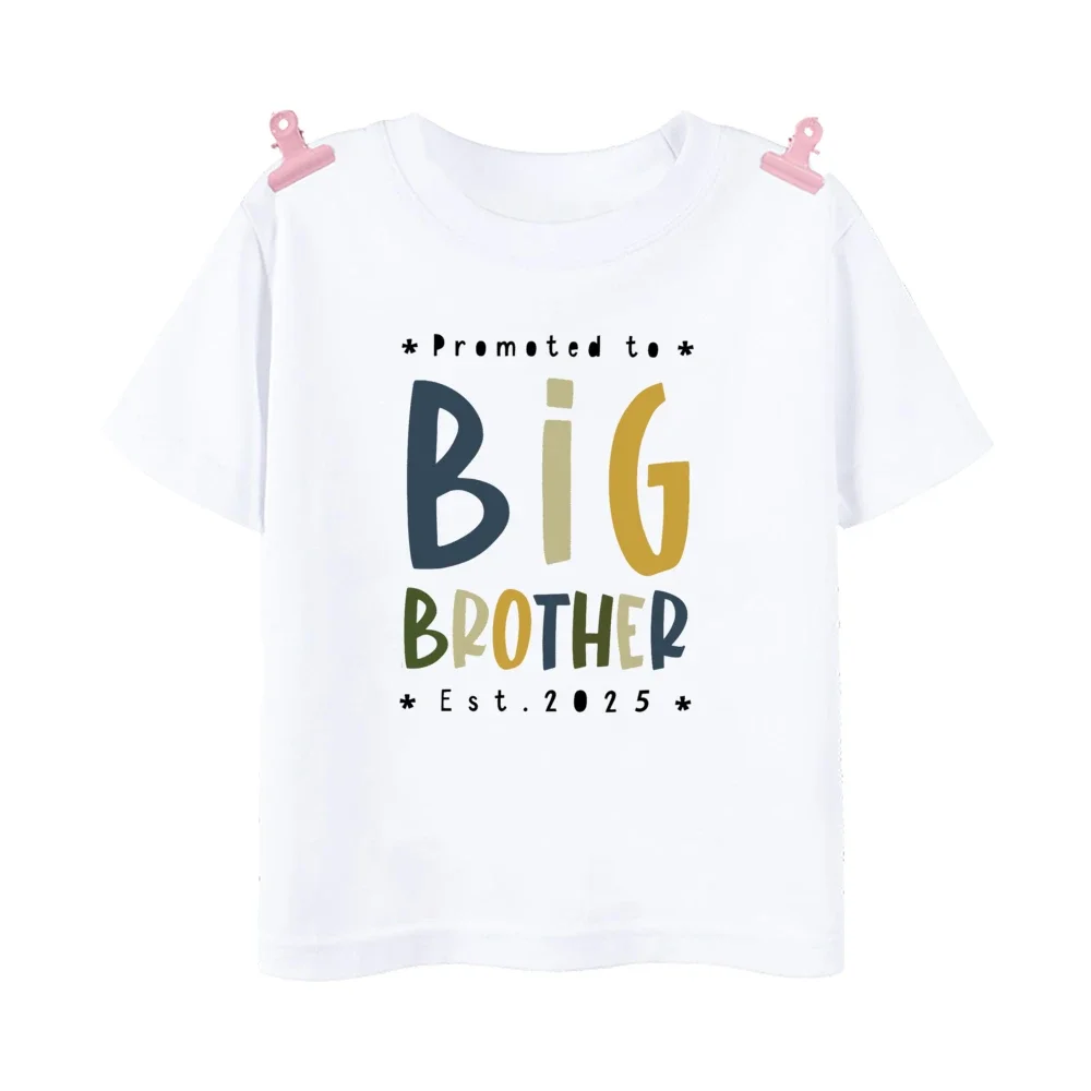 Big Brother Est 2025 Print Kid T-Shirt Child Summer T Shirt Tops Pregnancy Announcement Boys Shirts Toddler Short Sleeve Clothes 3