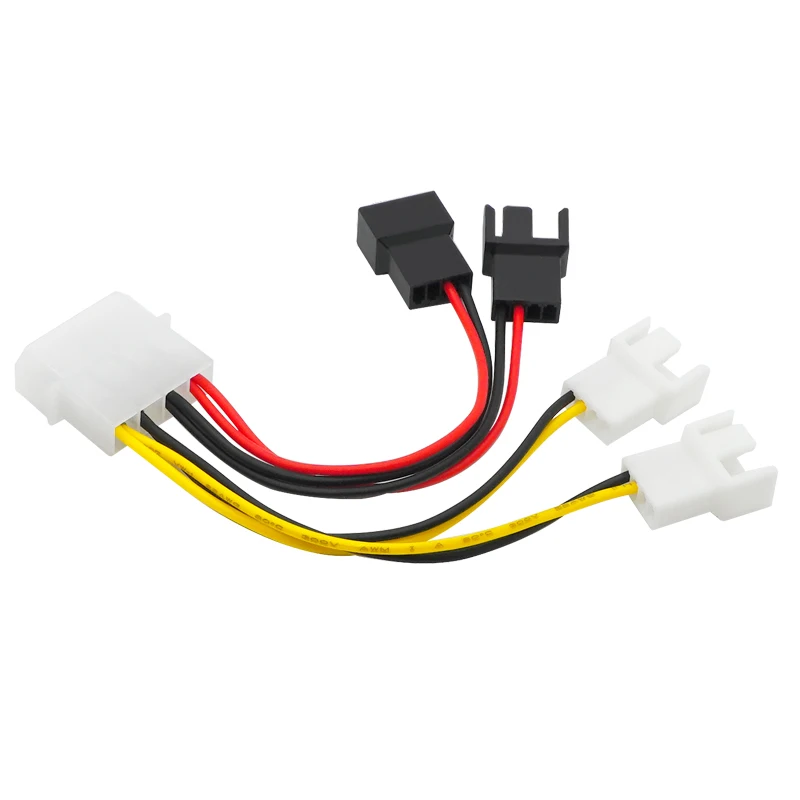 4-Pin Molex to 3-Pin fan Power Cable Adapter Connector 12v*2 / 5v*2 Computer Cooling Fan Cables for CPU PC Case Fan