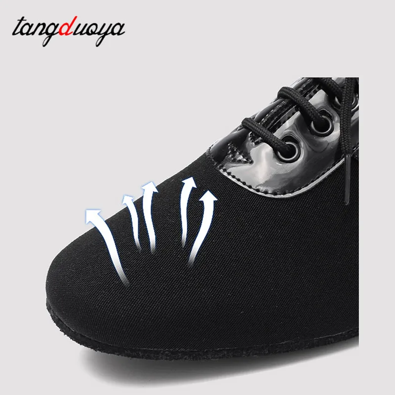 Men Modern Dance Shoes Boys Latin/Tango/Ballroom Shoes Rubber/Soft Sole Low Heels Man Dancing Shoes Black Professional 3