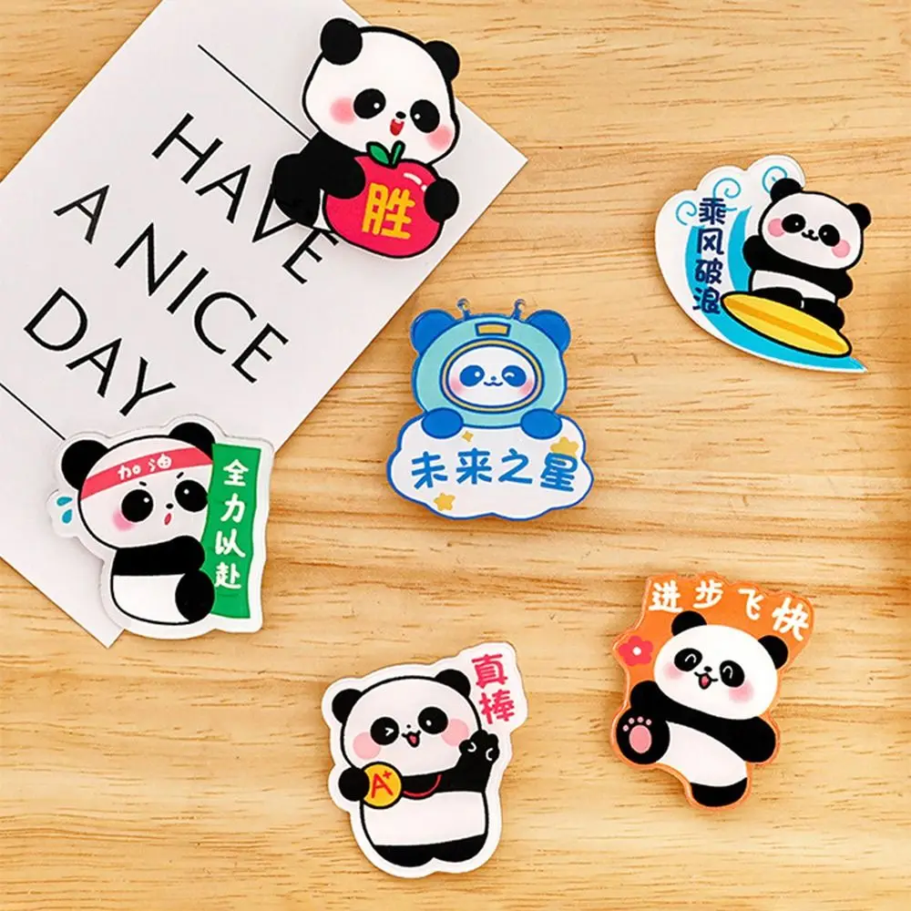 

Cartoon Panda Brooch Cute Fashion Children's Acrylic Badge Panda Series Design Interesting Inspirational Word Badge Student