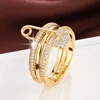 Fashion Stacked Pin Connection Three Layers Designer Ring for Women Personality Zircon Pin Ring Valentine's Day Gift Jewelry 4
