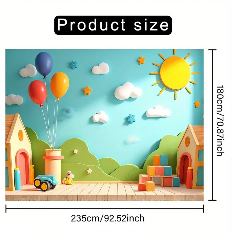 Ein lebendiges Hintergrundbanner für Klassenzimmer und Spielplatz – aus strapazierfähigem Polyester, perfekt für Geburtstage und Jubiläen – Detail 4