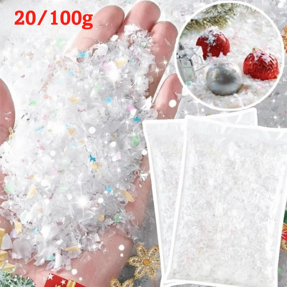 Colorfulinstant Snow 20/100g 3D Snowflake Decoration Artificial Snow Powder Fluffy Snowflake ...