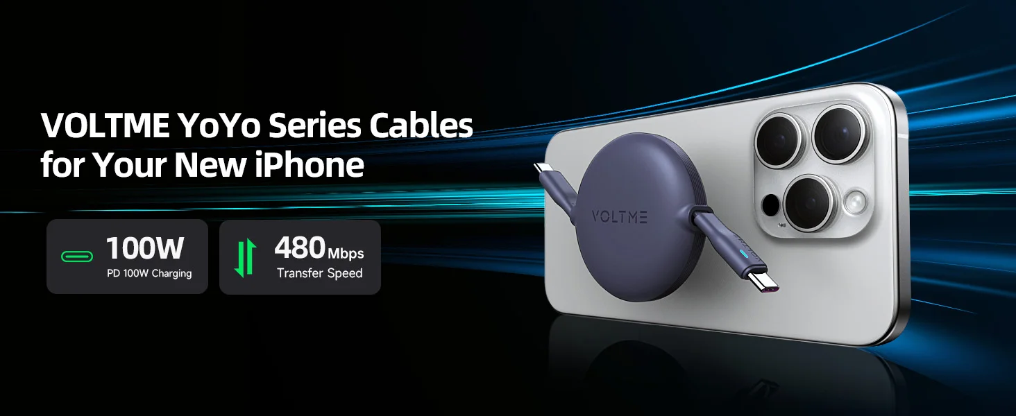 VOLTME USB C Cable Retractable USB C to USB C PD 100W Fast Charging Cable Retractable Type C Charger Cable for iPhone 15 Pro Max 2 S53d349ed26494fce9ac0c51af6d291b8H