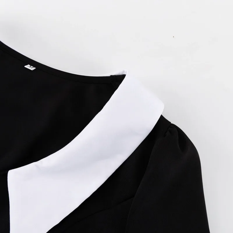 Vestido de noche de cintura alta para mujer, estilo retro, con empalme, manga larga, cuello vuelto, pliegues, minivestido para mujer, vestidos de fiesta y boda para mujer