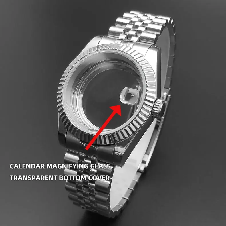 Neiton 36mm/39mm Saphirglas Für Männer Uhr Fall Fit NH36 NH34 NH35Bewegung FashionWaterproof Jubilee Edelstahl – Detail 10