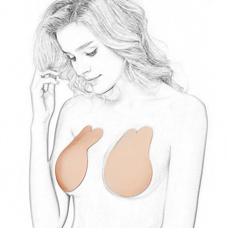 

2pcs/pack women chest stickers Rabbit ears silicone invisible breast lift up clothing accessories dress seamless nipple covers