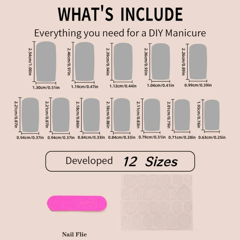 세련된 리본 스퀘어 프레스 온 손톱 24개 프렌치 팁 아크릴 틀린 손톱 드롭 배송