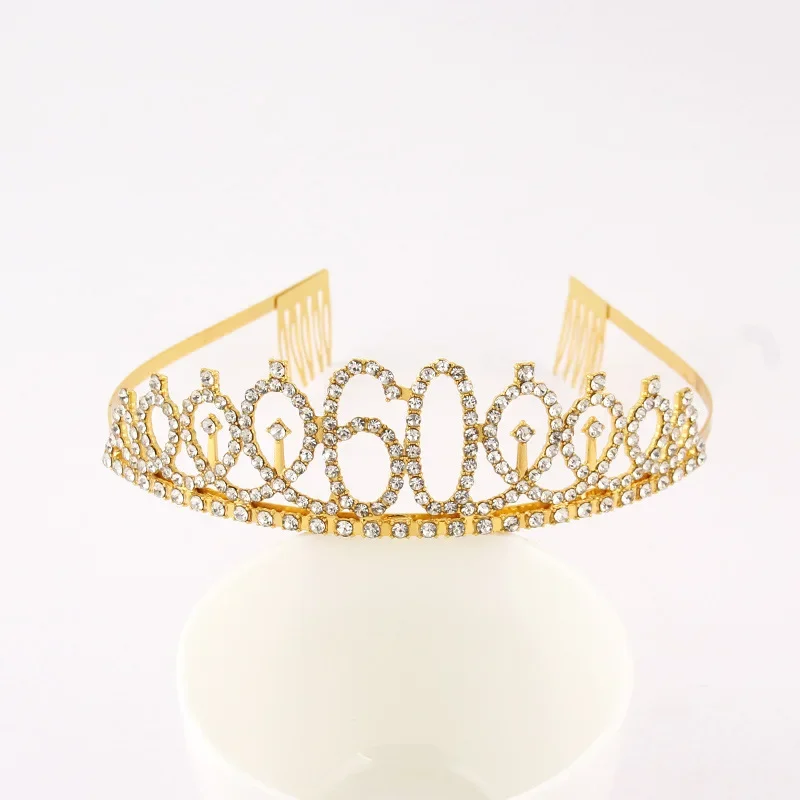 30 40 50 60 70 80 Birthday Tiara Crown Headband for Women Happy 30th 40th 50th 60th 70th 80th Birthday Party Decoration Gifts