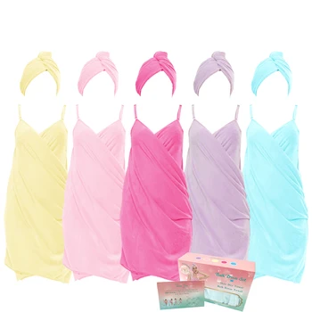2-Piece Women’s Wearable Bath Towel Dress Set 1