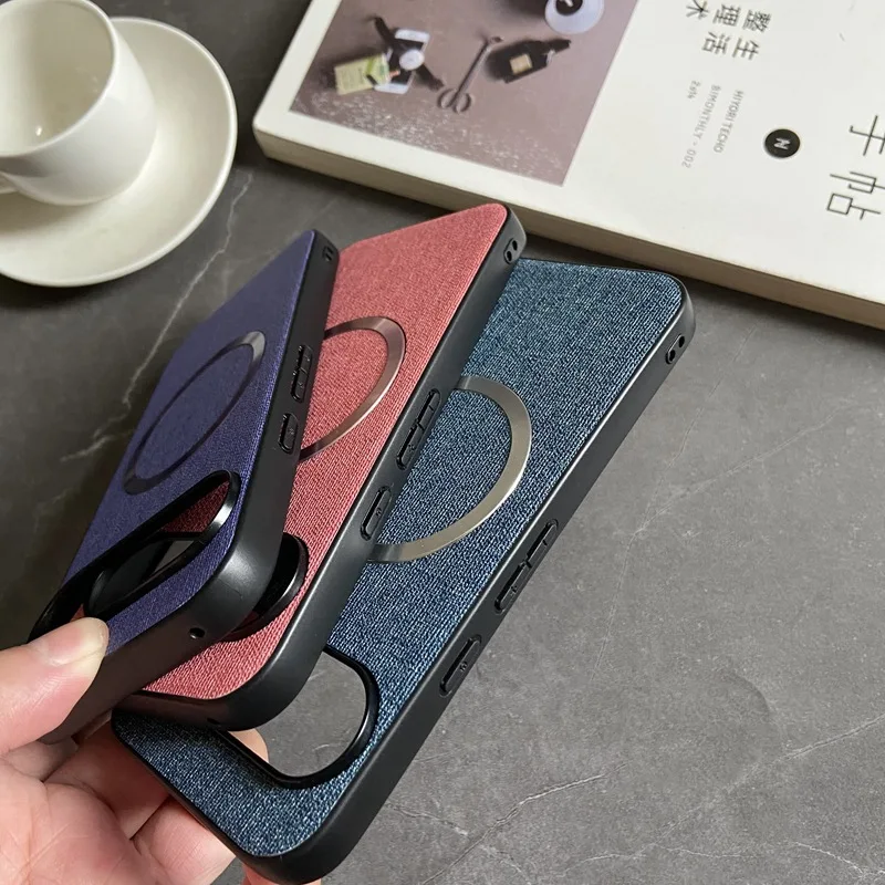 Magnetic Fabric Textured Case with Magsafe Charging and Anti-Knock Protection