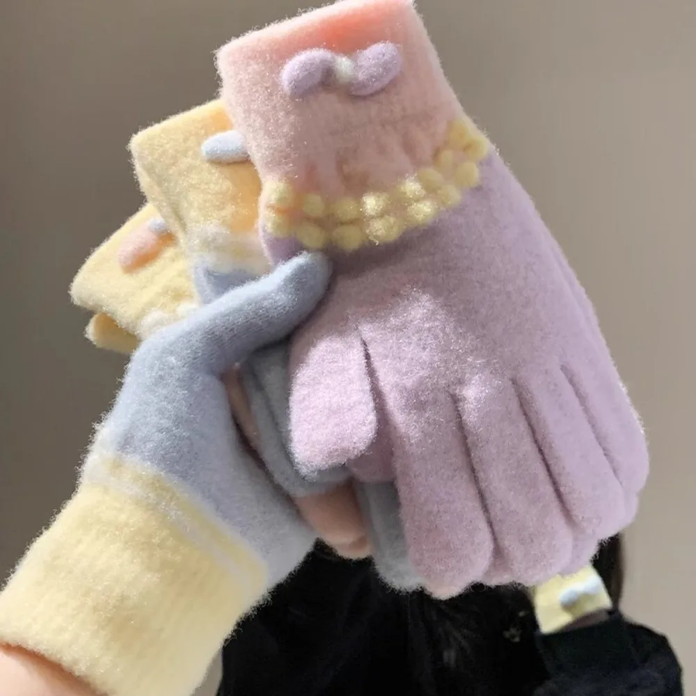 Fashion Soft Full Finger Gloves Windproof Cold Proof Colorful Winter Gloves Warm Driving Skiing Mittens