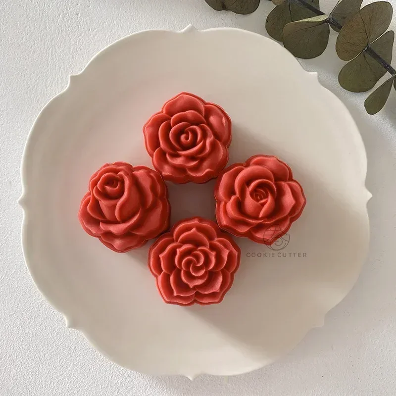 4pcs Flower Mold Pastry Mold Cherry Blossom Rose Pattern Hand Pressing Mold Plunger Pastry Tool Creative Flower Home Baking Tool
