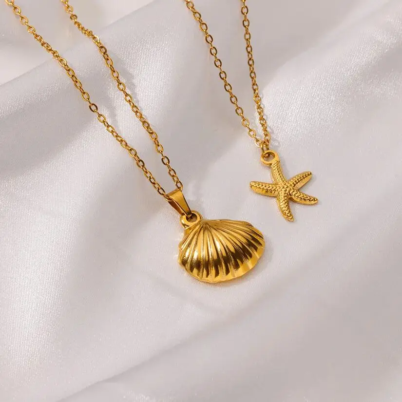Shell Necklaces Gold Stainless Steel