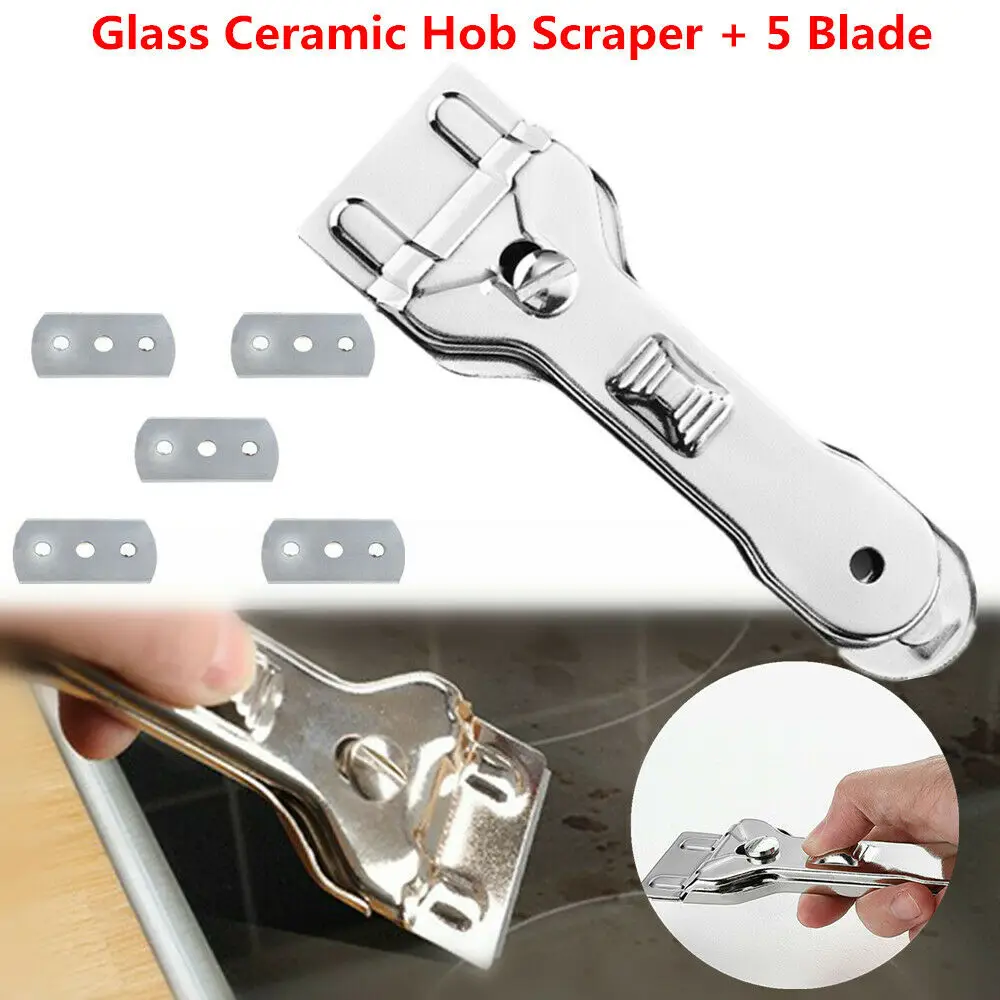 1PC Multifunction Glass Ceramic Hob Scraper Cleaner Remover With 5pcs